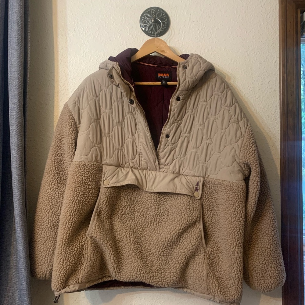 Bass Beige Quilted Sherpa Fleece Pullover - so warm and comfy!